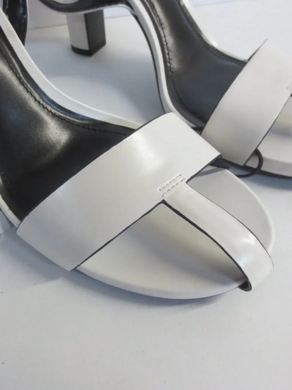 ZARA WOMEN'S HIGH HEEL SANDALS - CREAM/BLACK - US 9 - Picture 2 of 7